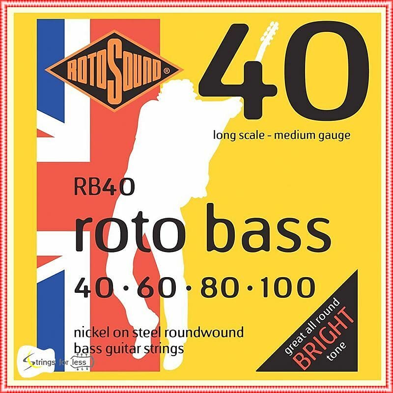 Rotosound RB40 Medium Rotobass Nickel Roundwound Bass Guitar Strings 40 - 100 image 1