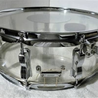 LUDWIG VISTALITE Snare Drum 5 x 14 Clear Acrylic Shell ALL Original 70s Blue & Olive Badge 10 Lug EC image 5