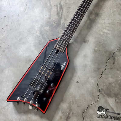 RARE: Phantom Guitarworks HBBR-BR Batmobile Surf Stick Electric Bass (1980s, Black/Red) image 4