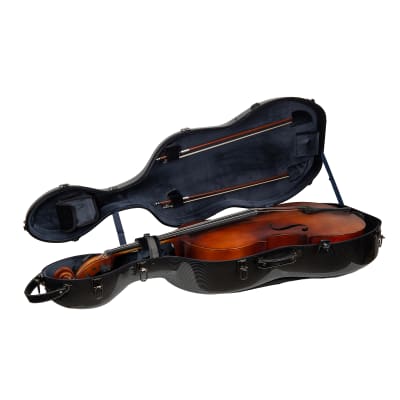 Crossrock Ultra-Light Fiberglass Case with Wheels-Fits 4/4 Full-Size Cello-Includes Padded Music Pouch, 3 Handles, Removable Shoulder Straps, TSA Lock-Black (CRF5030CEFBK) image 9