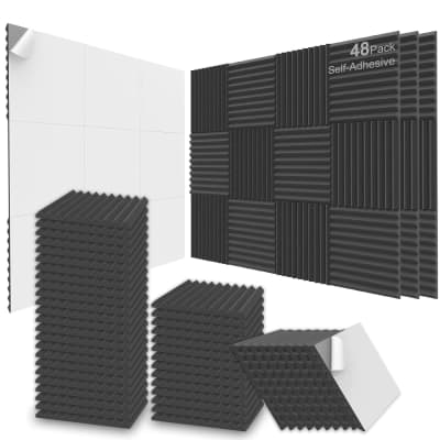 Acoustic Foam Panels, Recording Studio Acoustical Treatments Foam Panels –  2 Inch Thick 12x12 (24 Pack) | Sound Observing Soundproofing Fireproof Wall