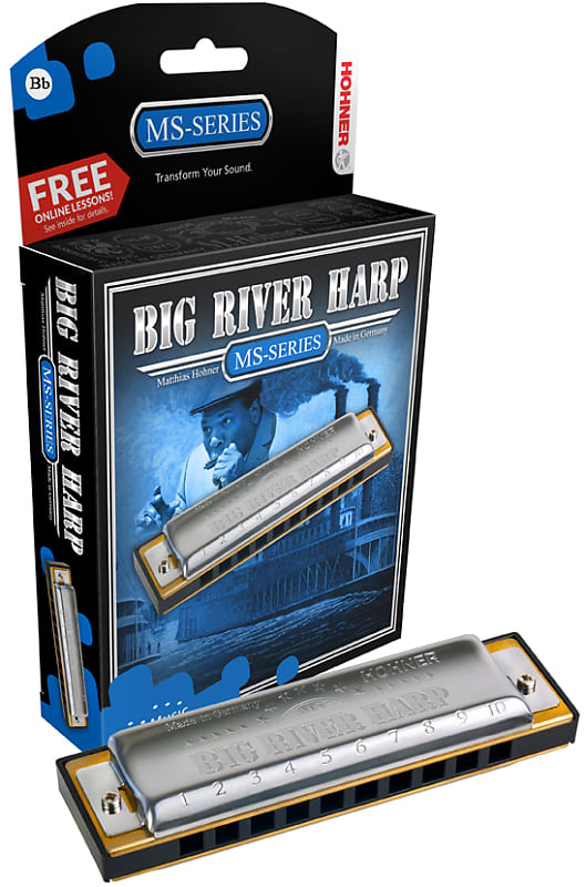 Hohner 590BX-BF Big River Harp Key Of  A Sharp  / B Flat  Boxed Package Harmonica image 1