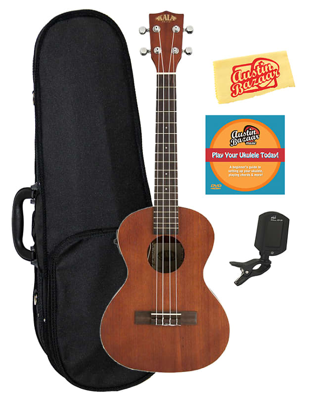 Kala KA-TEM Exotic Mahogany Tenor Ukulele Bundle with Hard Case