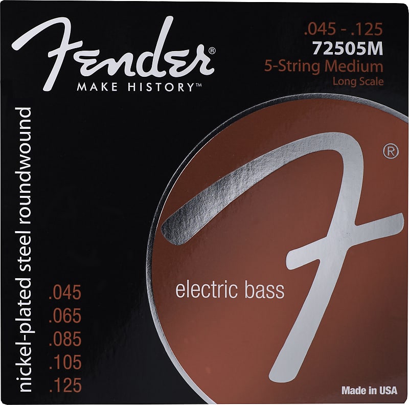 Genuine Fender® 72505M Nickel Plated Steel 5 String Bass Strings 073-7250-456 image 1