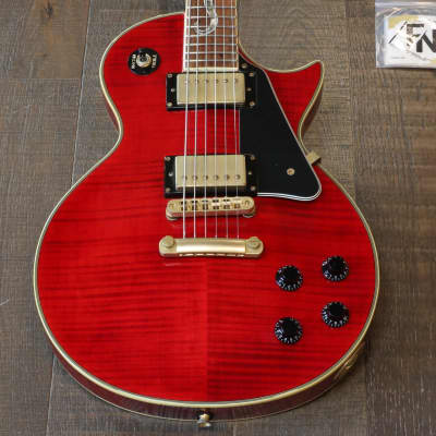 Jay Turser Serpent Les Paul Stle Guitar Trans Red Flametop + Case image 2