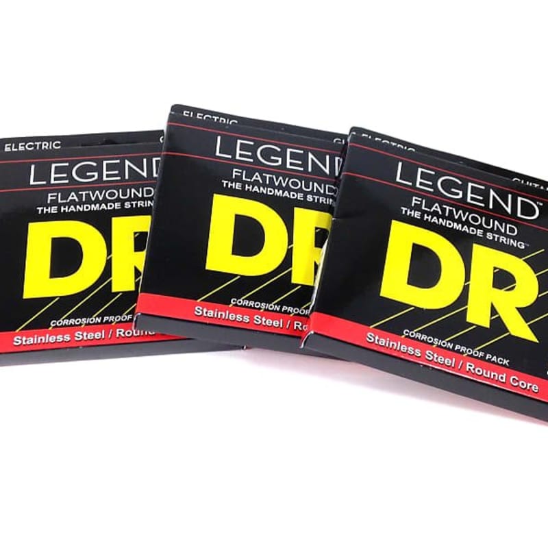 DR Guitar Strings 3 Pack Electric Legend Flat Wound Stainless