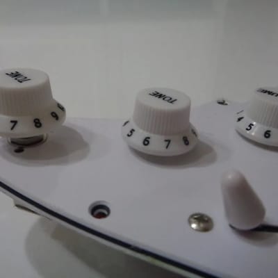 Handmade prewired HSH neodymium Strat pickguard with HB split switch TR BL and mid PU cutoff switch. image 7