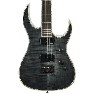 BC Rich Guitars Shredzilla Extreme Electric Guitar with Hipshot, Case, Strap, and Stand, Trans Black Satin Flame image 3