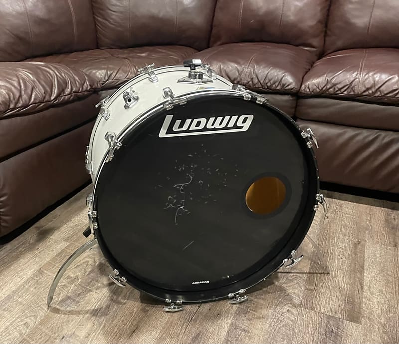 Vintage Ludwig 22" Bass Drum 1980's White 6ply Reverb