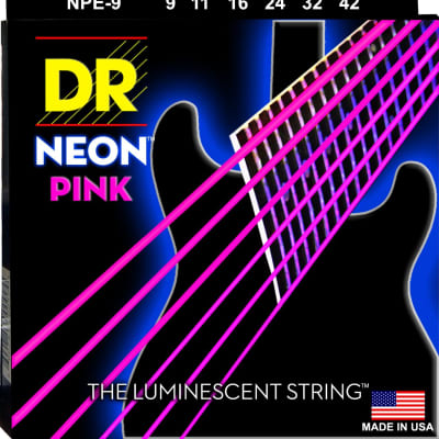 DR NPE-9 Hi-Def Neon Pink Coated Electric Guitar Strings 9-42 Neon Pink