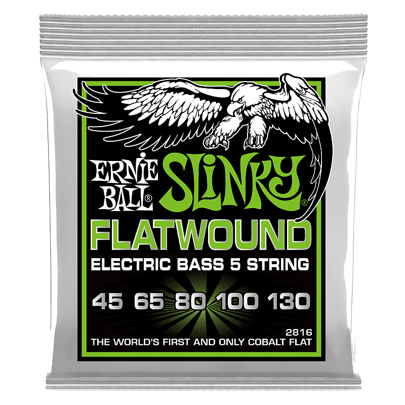 Ernie Ball Regular Slinky Flatwound 5 String Electric Bass Strings 45-130 image 1