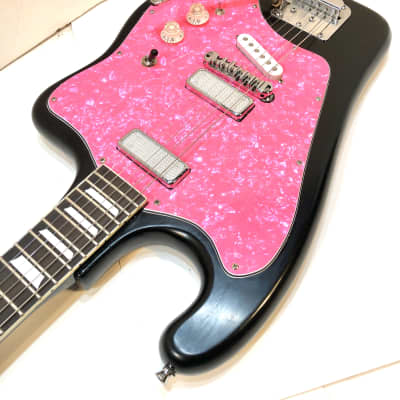 Tonika modified experimental noise guitar USSR russian made The Cat Barf Bandito 1980s Black and pink image 5
