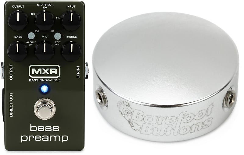 MXR M81 Bass Preamp Bundle with Barefoot Buttons V1 Standard Footswitch Cap  - Silver