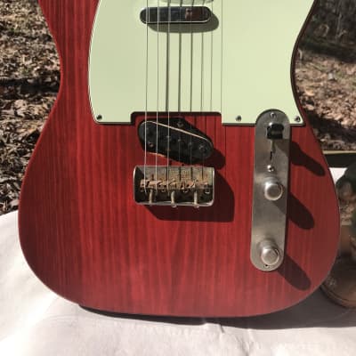 Slow Train Guitars Pinecaster partscaster with Cavalier Pickups and Warmoth neck Bell Buckle Red image 4