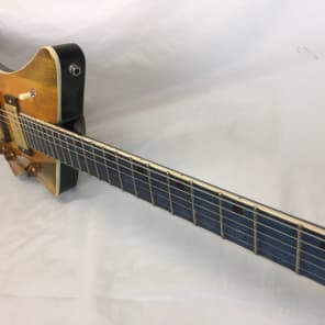 Galaxy Mara Handmade Custom Duhb Beetle Denim Pine Neck-Thru-Body Guitar 2014 Yellow/Blue image 5
