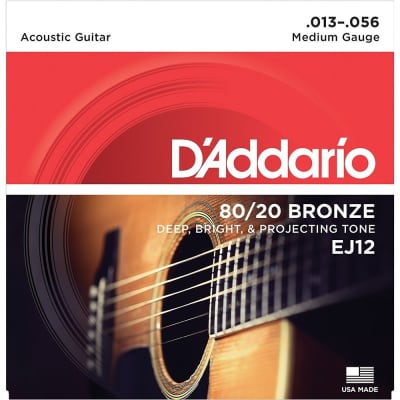 D'Addario EJ12 80/20 Bronze Medium Acoustic Guitar Strings (13-56) image 1