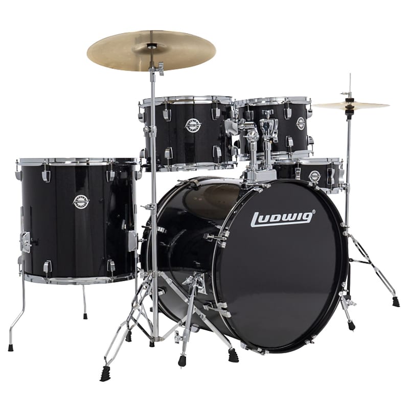 Ludwig Accent Fuse 5PC Drum Set Black Sparkle - Drum Set image 1