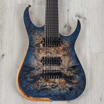 Skervesen Raptor 7 Guitar, 7-String, Ebony Fretboard, Blue