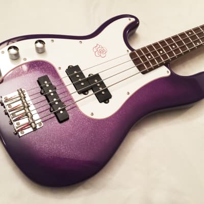 Lefty SX "Rock N Rose" Precision Bass Special Left-Handed Purple Glitter. Great Condition !... image 7
