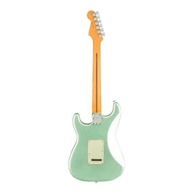 Fender American Professional II Stratocaster 6-String Electric Guitar (Mystic Surf Green) with Gig Bag - Maple Fingerboard, Aged White Controls, Right-Hand Orientation image 2