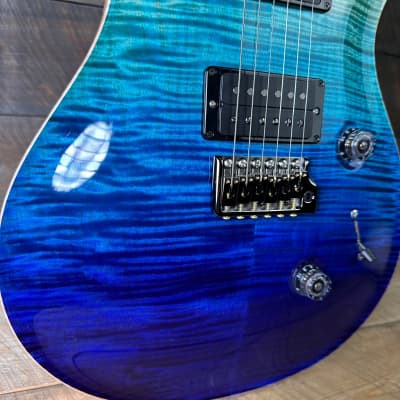 PRS Custom 24 Wood Library Flame Maple 10-Top  Torrefied Maple Neck African Blackwood FB - Blue Fade 363813 image 4