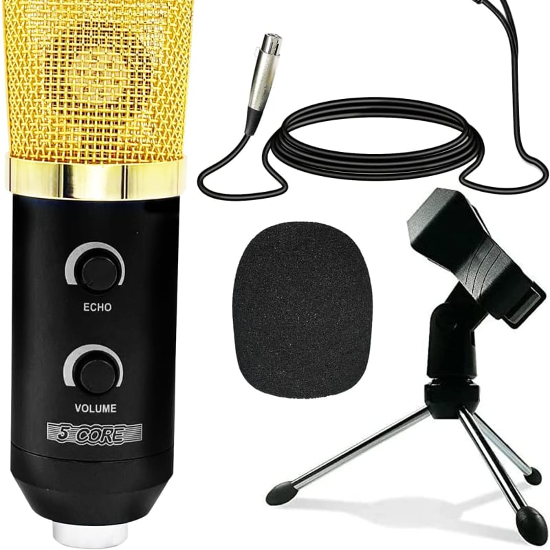 Cascha Studio XLR Condenser Microphone Set with Table Stand, Micro Spider  XLR Cable, Wind Shield - Ideal for Podcast, Live Streaming, Video  Conference - XLR Microphone Starter Kit