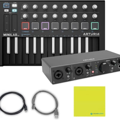 Arturia MiniLab 3 MIDI Keyboard Controller Bundle with Deluxe Sustain  Pedal, USB Cable & Liquid Audio Polishing Cloth - 25 Key MIDI Keyboard for