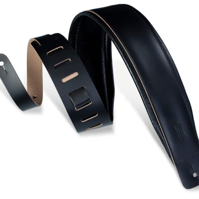 Levy's Leathers  3" Wide Black Genuine Leather Guitar Strap image 1