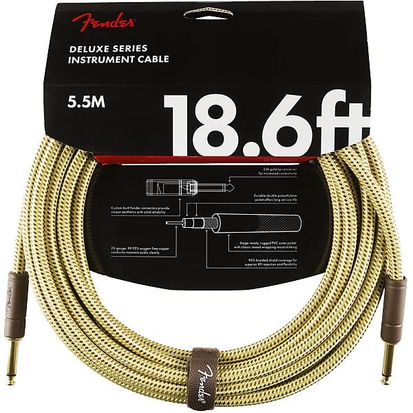 Fender Deluxe Instrument Cable, 5.7m/18.6ft, Tweed image 1