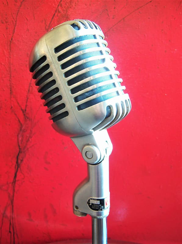 Microphone Dynamique Vintage Micro Elvis Rockabilly Enregistrement Studio  Rouge