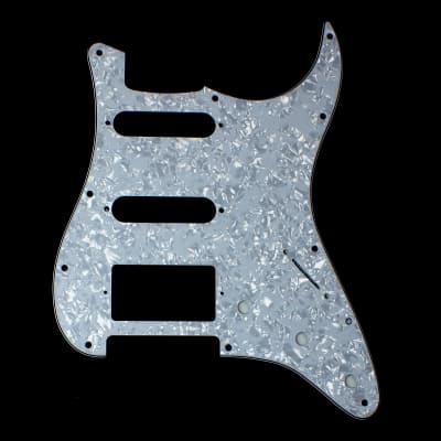 Custom Guitar Pickguard For Strat HSS Layout Squared ,4ply White Pearloid