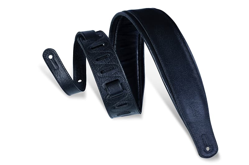 Levy's 3in Wide Black Garment Leather Guitar Strap image 1