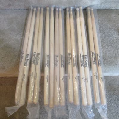 On-Stage (7) Pair Of 5A Wood Tip Select Maple Drum Sticks, Top Quality - In  Packaging Never Used!