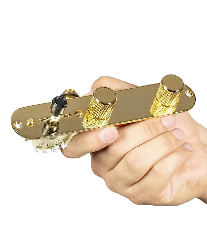 (2 PK) 920D Custom upgraded Replacement 7 Way Control Plate Gold for Tele Guitar image 1
