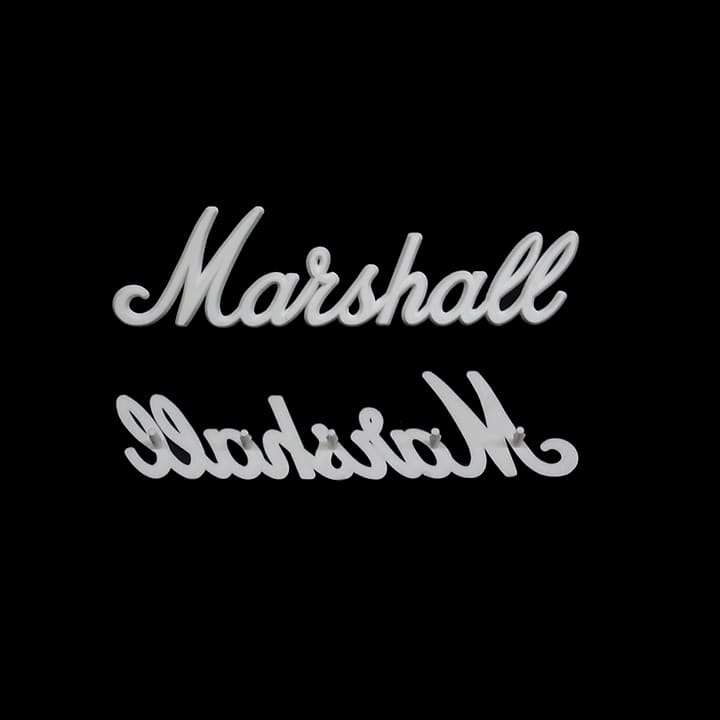 Immagine Genuine Marshall Logo, White Plastic - Small (about 6" wide) - M-LOGO-00009 - 1