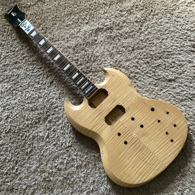 Tiger Maple Top SG Style Guitar Body with Maple Neck, Rosewood Fretboard