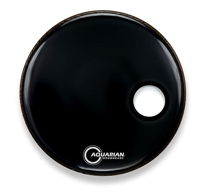 Aquarian Black Video Gloss Bass Drum w/ 4.75" Offset Port 22" image 1
