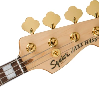 Squier 0379440505 40th Anniversary Jazz Bass, Gold Edition, Laurel Fingerboard, Gold Anodized Pickguard, Olympic White image 4