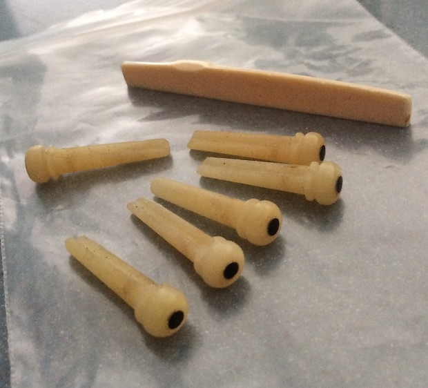 Ivory saddle and bone bridge pins Reverb
