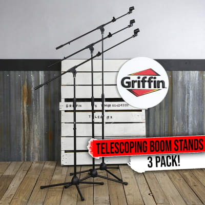 Microphone Boom Stand 3 PACK - GRIFFIN Telescoping Boom Tripod Studio Stage Mic image 1