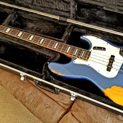 Fender Japan '75 Reissue Jazz Bass Relic, Amparo Blue Nitro image 1
