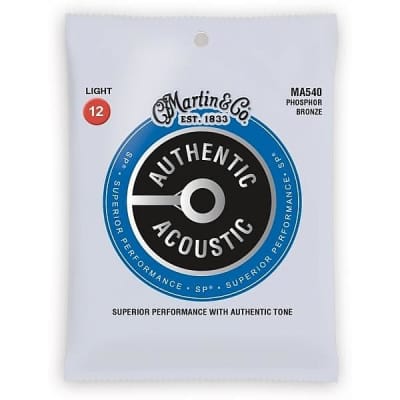 Martin Strings MA540 Phosphor Bronze Authentic Acoustic Guitar Strings Light 12-54 for sale