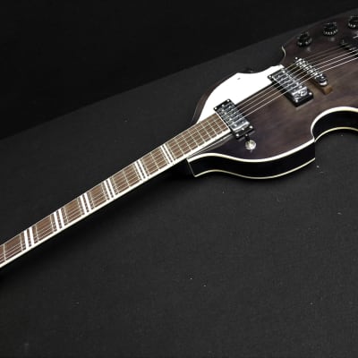 Hofner HI-459-PE TBK Beatle 6 String Electric Guitar Transparent Black Violin Body Shape image 5