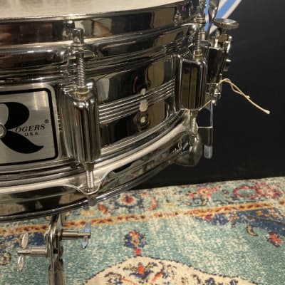Rogers Vintage Big R, Dynasonic 14"x5"  Snare Drum 1976-1979 - Chrome Over Brass image 5