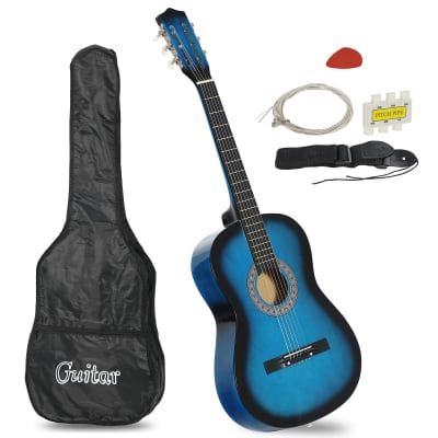 38" Acoustic Guitar Wooden Beginner Guitar With Guitar Case Strap Tuner and Pick image 1