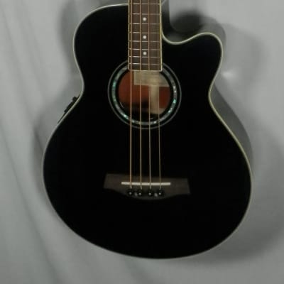 Ibanez AEB10BE-BK-14-02 Black Acoustic Electric Bass with case used image 6