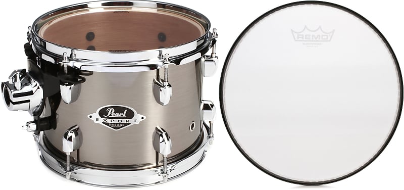 Pearl Export EXX Tom Pack - 10 x 7 inch - Smokey Chrome  Bundle with Remo Silentstroke Drumhead - 10 inch image 1
