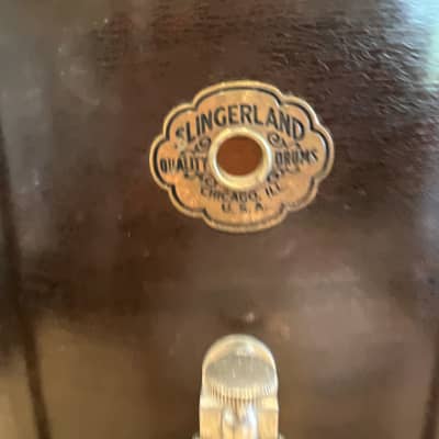 Slingerland  Marching snare This Brass Cloud Badge 1928-1941 Wood Mahogany/Maple image 2