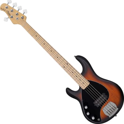 Sterling StingRay RAY5LH Left-Handed 5-String Bass Guitar, Maple Fingerboard, Vintage Sunburst image 4