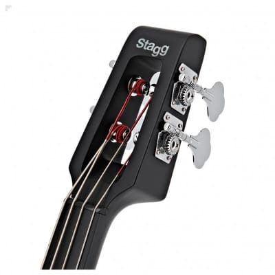 STAGG Transparent Red Electric Double Bass with Gigbag Plus 1/4" Output EUB Electric Upright Bass image 7